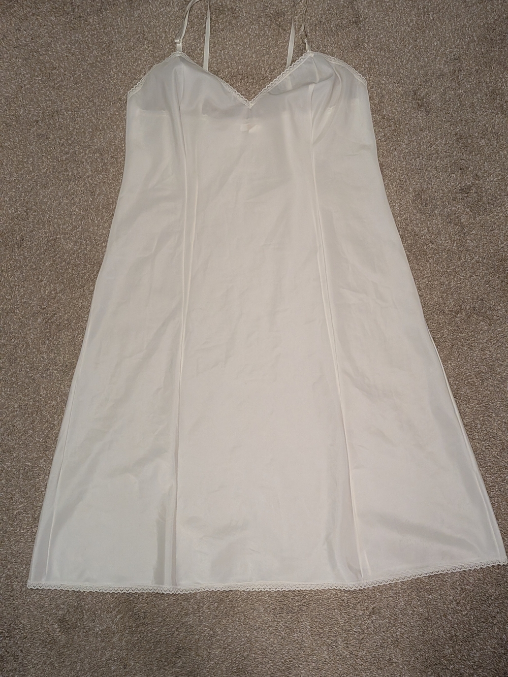 Classic Ivory Satin Slip with Lace Trim